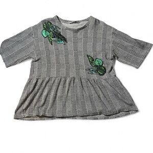 🌿 Zara TRF Palm Leaf Appliqué Top | Women’s M